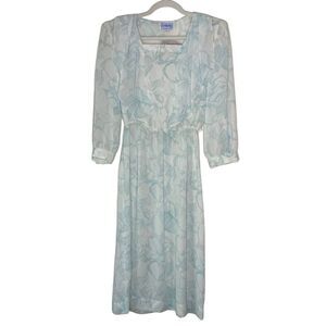 Vintage Leslie Fay Y2k D Floral Poly Crepe Dress sz. 8 #EE